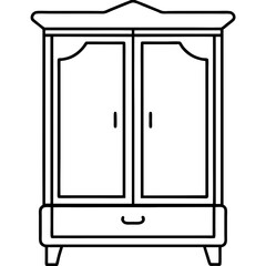 Front View Wardrobe Line Art Vector