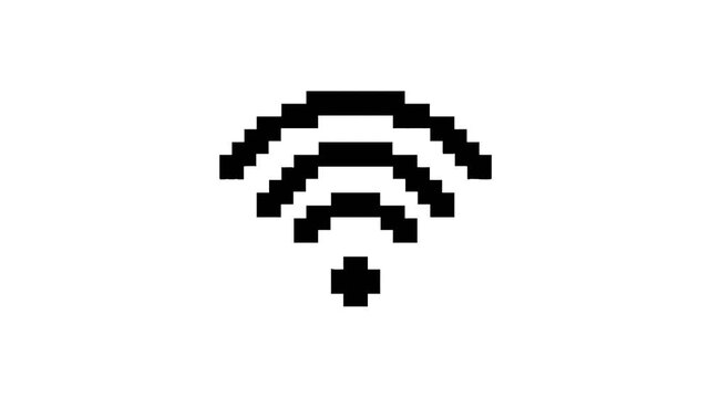 Wifi conection art pixel animation looping on white background