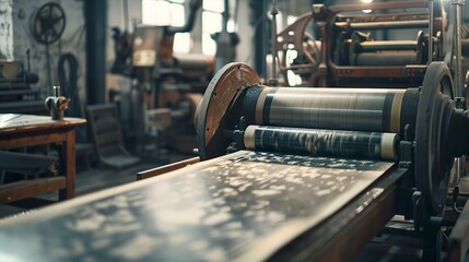 Fototapeta premium A photo of a printing press operation