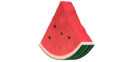 3D Render Watermelon isolated on a Transparent Background for Digital Use
