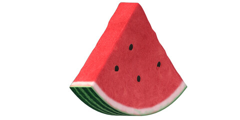 3D Render Watermelon isolated on a Transparent Background for Digital Use