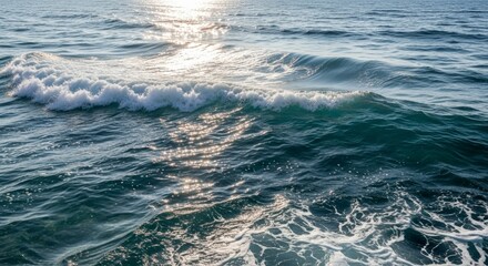 Fototapeta premium Ocean waves sunlight reflections high angle view of water nature photography serene scene travel photography