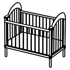 Baby Crib &ndash; Clean Black Line Art