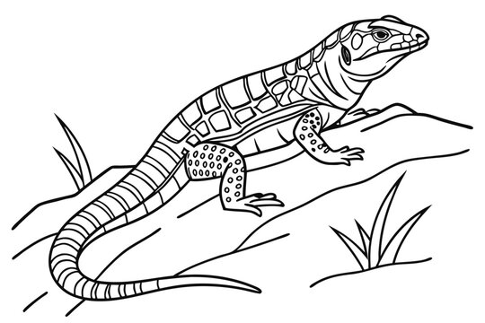 coloring page line art the tegu black vector