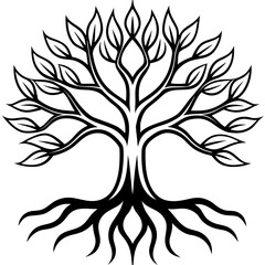 Line Art Tree Roots and Branch Fusion