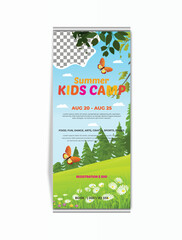 Cartoon Style Summer Camp Roll-Up Banner for Children