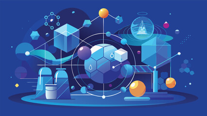 Obraz premium Abstract digital network of geometric shapes and molecules