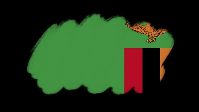 Zambia flag created with brush strokes