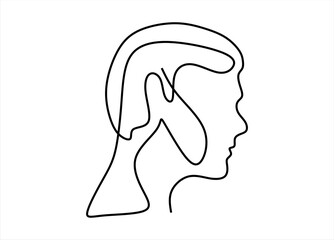 Continuous line drawing of a human head. Contour of male profile drawn by one line. Vector illustration. 
line icon-continuous line drawing. Editable stroke. 