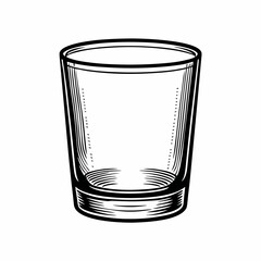 Tall cylindrical drinking glass with reinforced base shown in hand-drawn monochrome sketch, symbolizing clarity, simplicity, and refined drinkware
