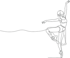 Vector art of elegant ballerina in graceful pose, capturing the beauty and artistry of dance with a touch of classical elegance and artistic skill