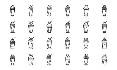 Fast Food Vector Icon Set of Burger, Pizza, French Fries, Hot Dog, Soda, Donut, Ice Cream, Flat Color Illustration for Restaurant Menu, Cafe, Sticker, Social Media, on White Background