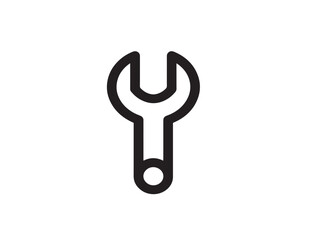 Flat wrench tool icon in clean outline vector