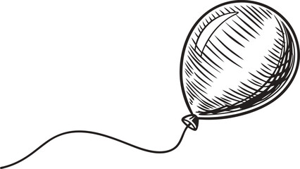 Obraz premium Hand-Drawn Balloon Sketch – Black and White Line Art