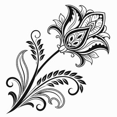 Elegant black and white seamless damask pattern with floral and ornamental motifs. coloring page vector illustration