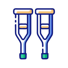 Pair of crutches used for walking support, symbolizing injury recovery, orthopedic assistance, and rehabilitation
