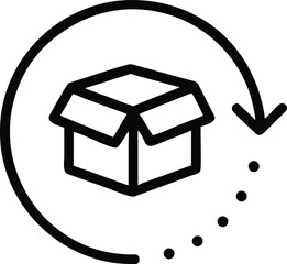 Return package vector icon. Delivery parcel illustration symbol. Cargo goods box sign or logo.
