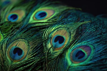 Fototapeta premium Close-up of vibrant peacock feathers (1)