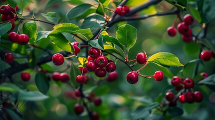 Obraz premium A photo of a juneberry tree with berries