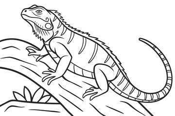 coloring page line art the iguana black vector