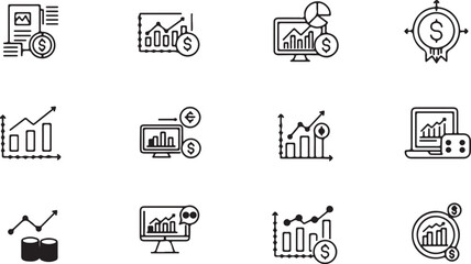 Financial Growth and Investment Analysis Icons finance business