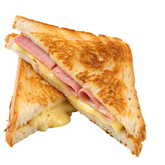 Crustless cut ham and cheese sandwich isolated on a transparent background png