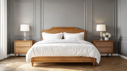 Fototapeta premium Modern Wooden Bedroom Furniture