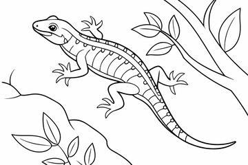 coloring page line art the gecko black vector