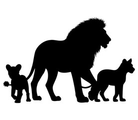 Lion Family Silhouette