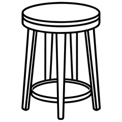 Minimal Line Art – Round Stool Vector