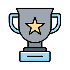 Trophy cup with central star emblem on plain background, symbolizing victory award, sports achievement, and competition recognition
