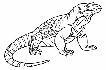 coloring page line art the komodo dragon black vector
