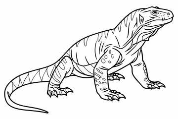 coloring page line art the komodo dragon black vector