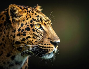 Obraz premium Close-up leopard profile, intense gaze