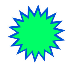 Vibrant green spiky starburst shape with blue outline, perfect for bold sticker or graphic elements
