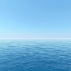 Obraz premium Calm, serene expanse of a vast, azure ocean meeting a pale, clear sky
