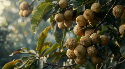 A photo of a longan tree with longans.