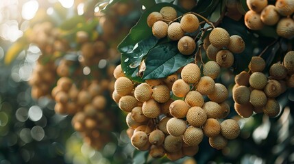 A photo of a longan tree with longans.