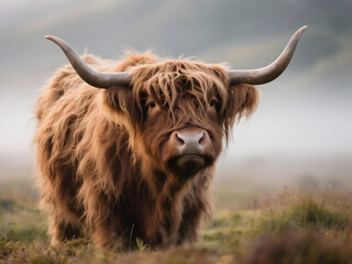 highland cow with horns