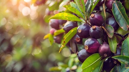 A photo of a mango steen tree with purple mango