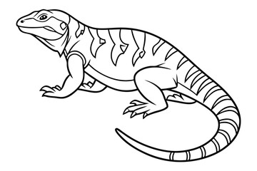 coloring page line art the monitor lizard black vector