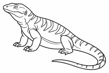 coloring page line art the monitor lizard black vector