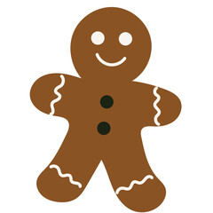 Gingerbread Cookie Transparent Isolated Icon. Colorful New Year or Christmas Decoration Element Symbol. Family Holiday Party Decoration. Greeting Winter Holiday card or Invitation Design Art Sign. 
