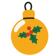 Glass Christmas Tree Toy Ball. Colorful New Year or Christmas Decoration Element Symbol. Family Holiday Party Decoration. Greeting Winter Holiday card or Invitation Design Art Sign. 