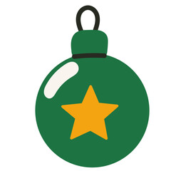 Glass Christmas Tree Toy Ball. Colorful New Year or Christmas Decoration Element Symbol. Family Holiday Party Decoration. Greeting Winter Holiday card or Invitation Design Art Sign. 