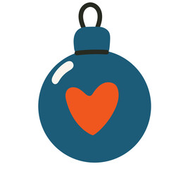 Glass Christmas Tree Toy Ball. Colorful New Year or Christmas Decoration Element Symbol. Family Holiday Party Decoration. Greeting Winter Holiday card or Invitation Design Art Sign. 