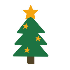 Christmas Spruce Fir Tree. Colorful New Year or Christmas Decoration Element Symbol. Family Holiday Party Decoration. Greeting Winter Holiday card or Invitation Design Art Sign. 