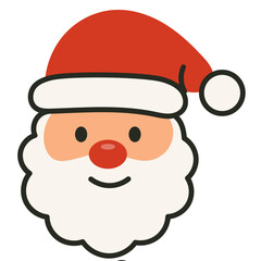 Santa Claus Portrait Avatar face Icon. Colorful New Year or Christmas Decoration Element Symbol. Family Holiday Party Decoration. Greeting Winter Holiday card or Invitation Design Art Sign. 