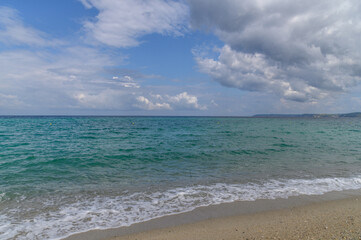 Possidi Beach with Turquoise Waters and Sandy Shoreline in Halkidiki, Greece