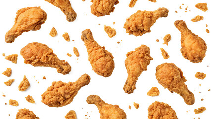 Best fried chicken legs crispy and juicy delicious food background pattern for restaurant menu and wallpaper